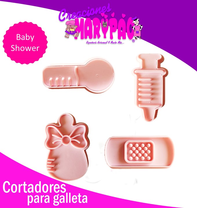 Cortadores De Galletas Baby Shower Biberón Texturizadores