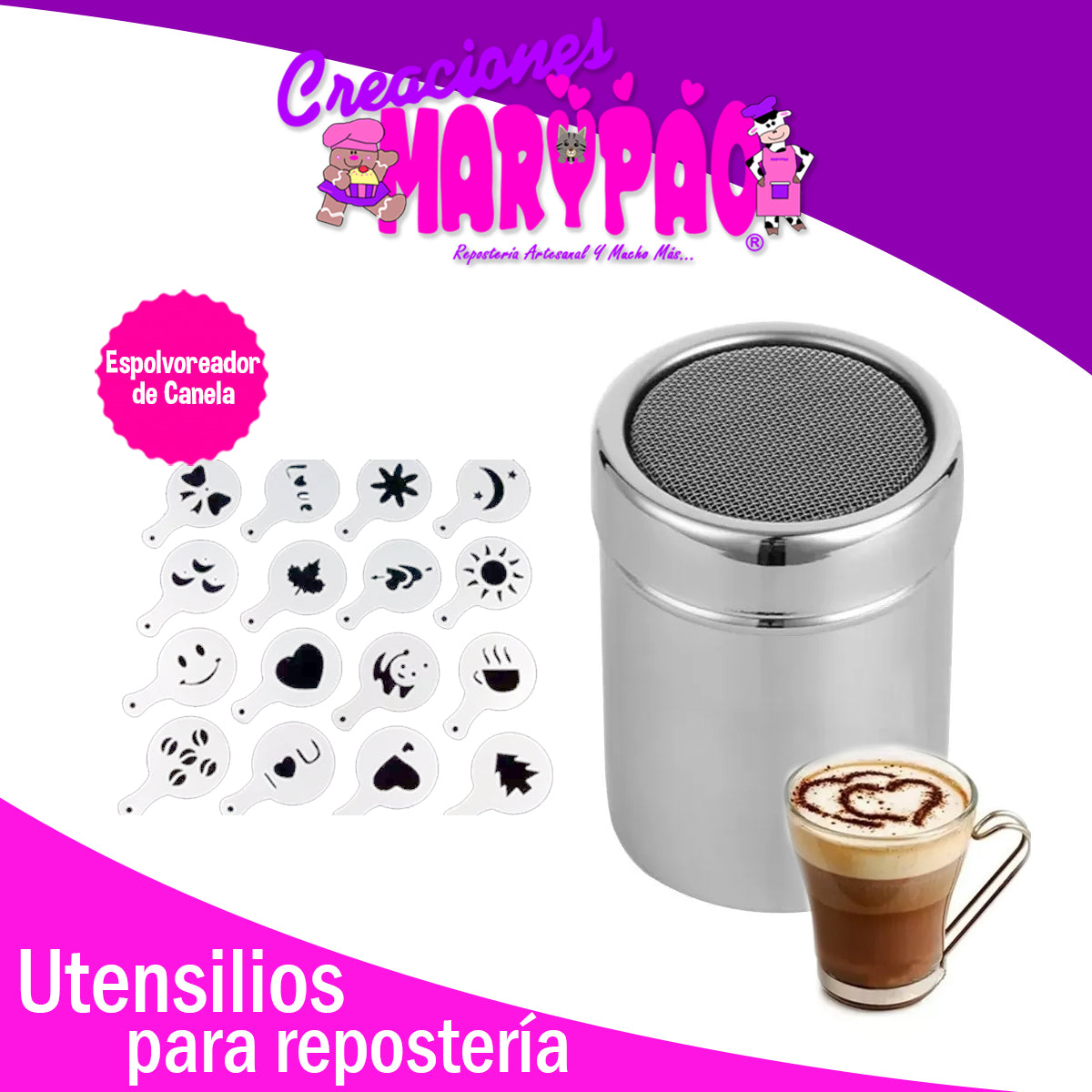 Set De 16 Plantillas Para Decorar Capuchinos Café Canela