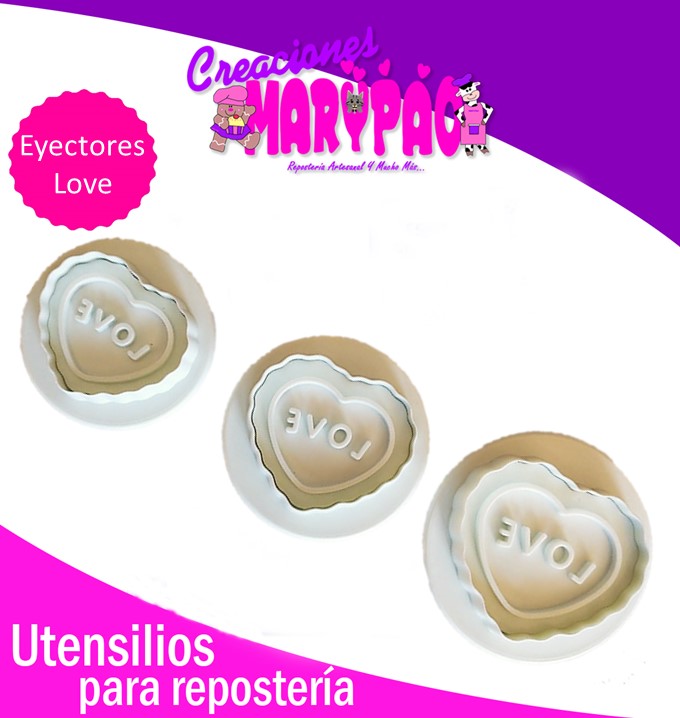 Cortadores Eyectores Corazones Love Grande Fondant