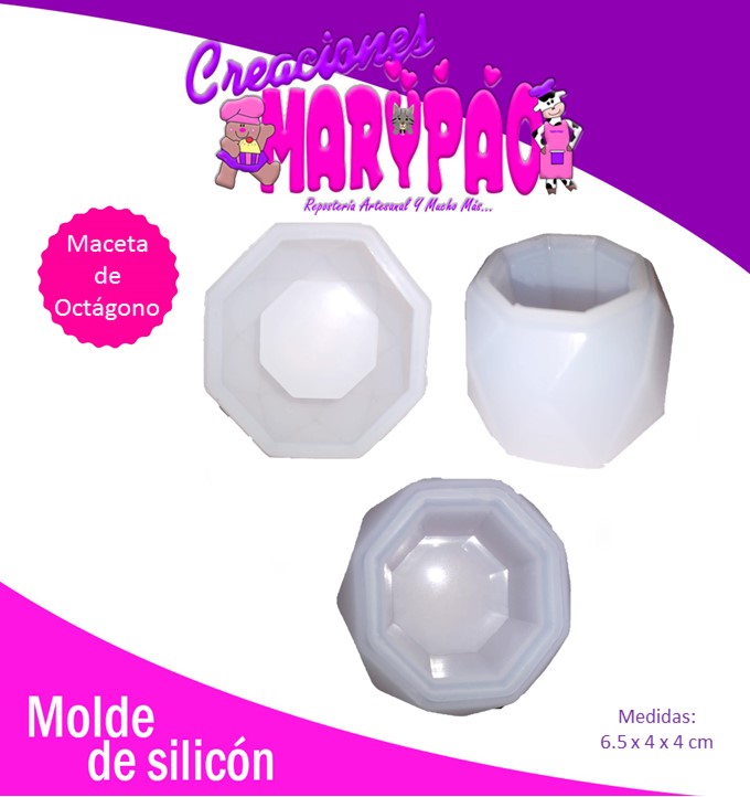 Molde De Silicón Macetas Octagonal Para Suculentas