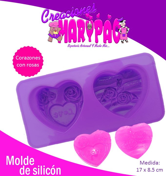 Molde De Silicón Jabones Corazón Love Rosas