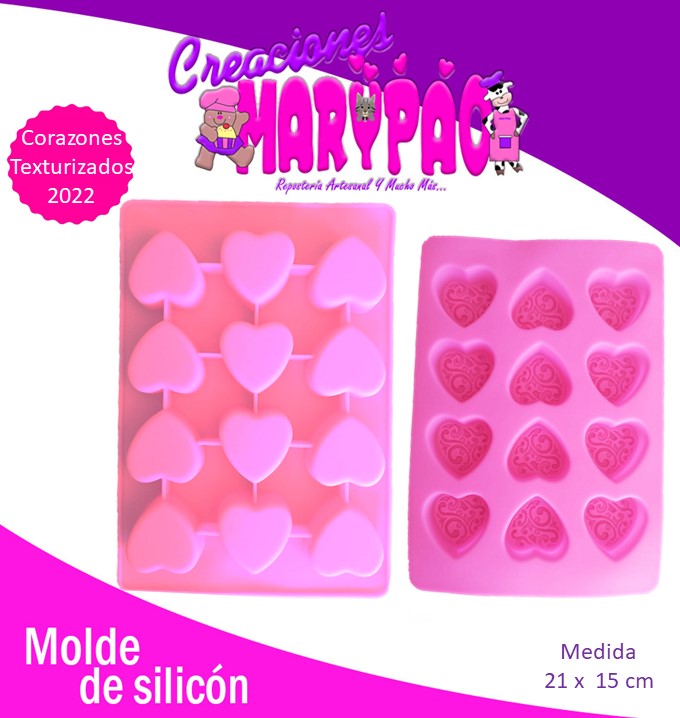 Molde De Silicón Corazón Texturizado Para Jabón Chocolate