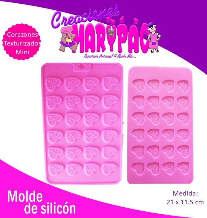 Molde De Silicón Corazón Texturizado Mini Para Jabón Chocolate