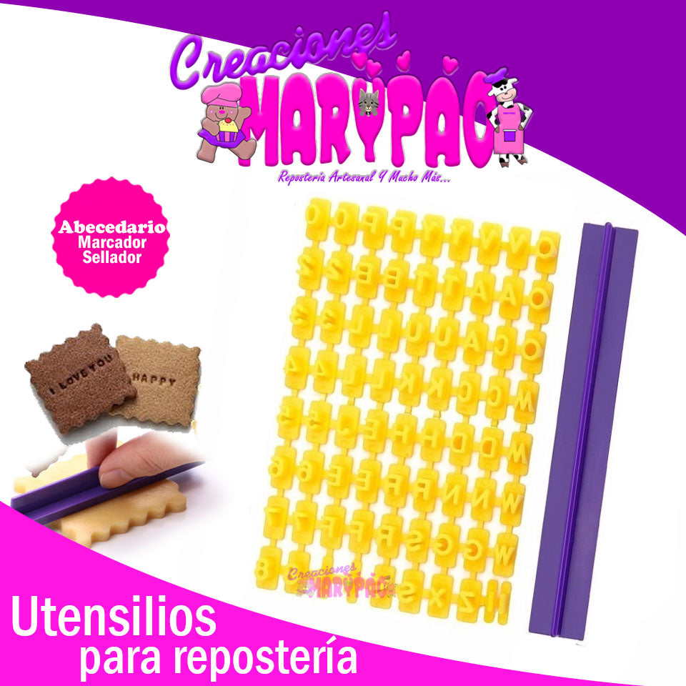 Set de sellos de plastico letras y números 6mm para marcar pastas de  modelar, galletas, etc - ArtBendix