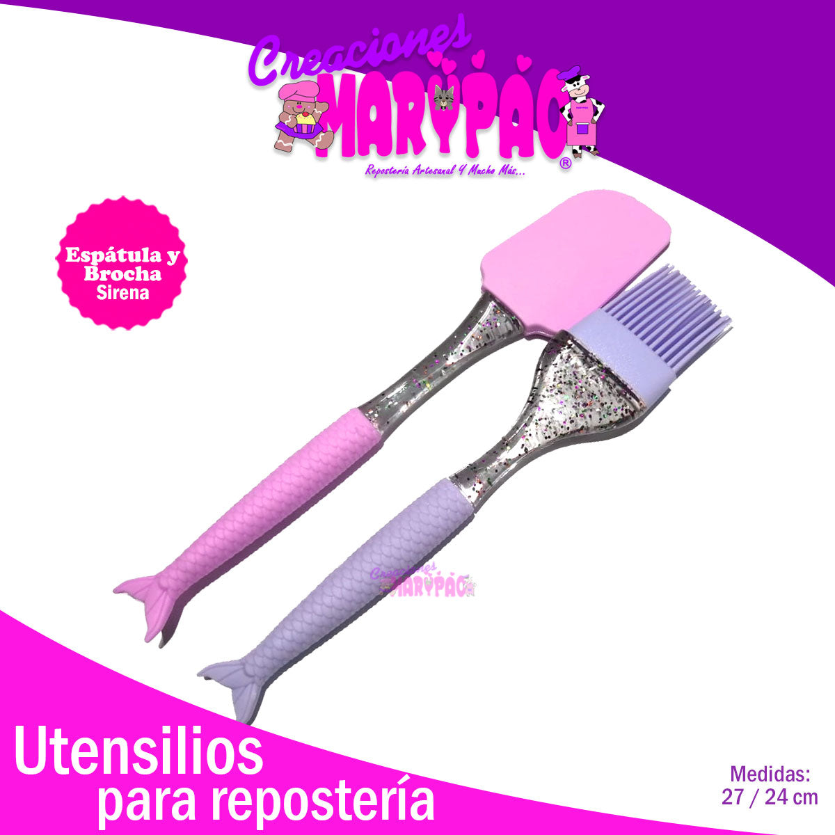 Kit Espátula Y Brocha De Silicón Cola De Sirena
