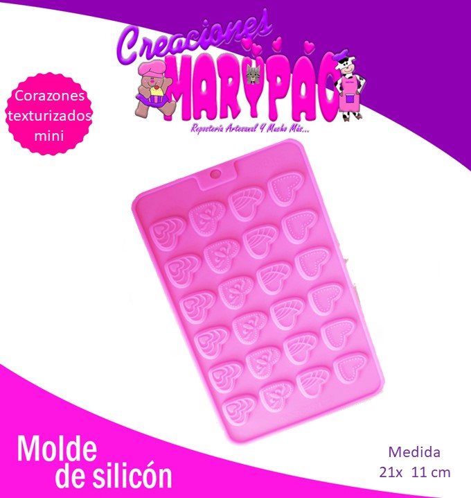 Molde De Silicón Corazón Texturizado Mini Para Jabón Chocolate