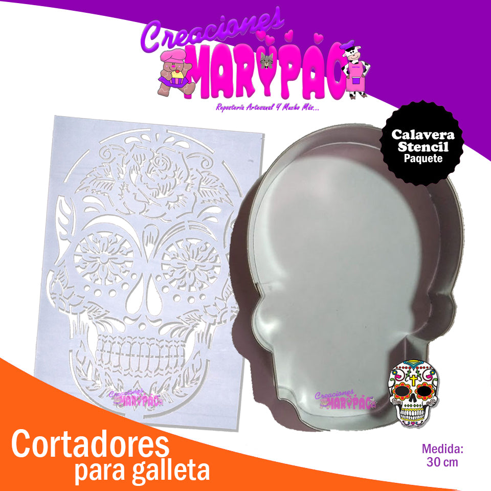 Cortador de Galleta Calavera con Stencil - Creaciones Marypao