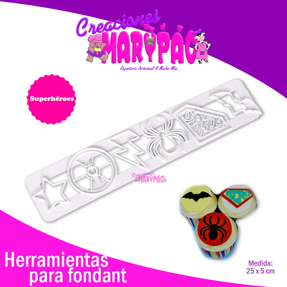 Cortadores Superheroes Comics Fondant Cupcakes Mod.1 - Creaciones Marypao