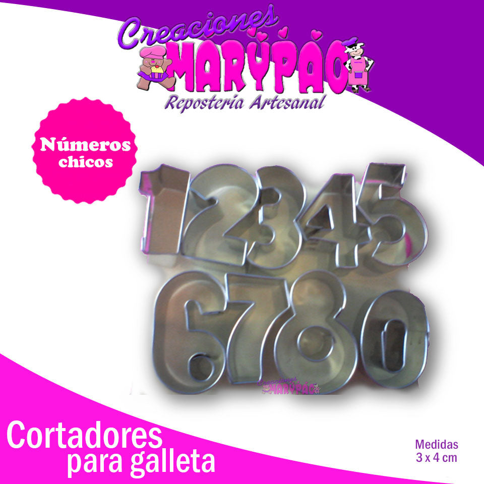 Cortadores Para Galletas Fondant Números Chicos - Creaciones Marypao