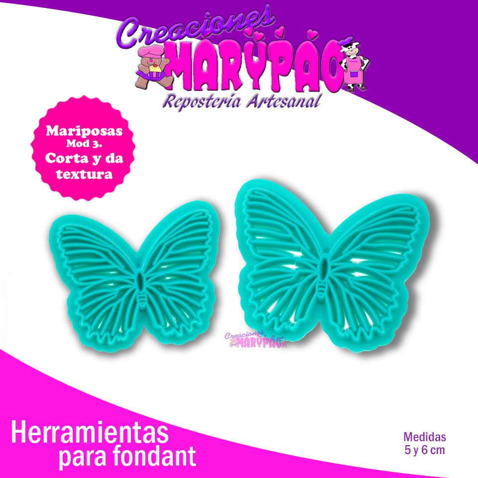 Cortadores Texturizadores Mariposas Mod 3 - Creaciones Marypao