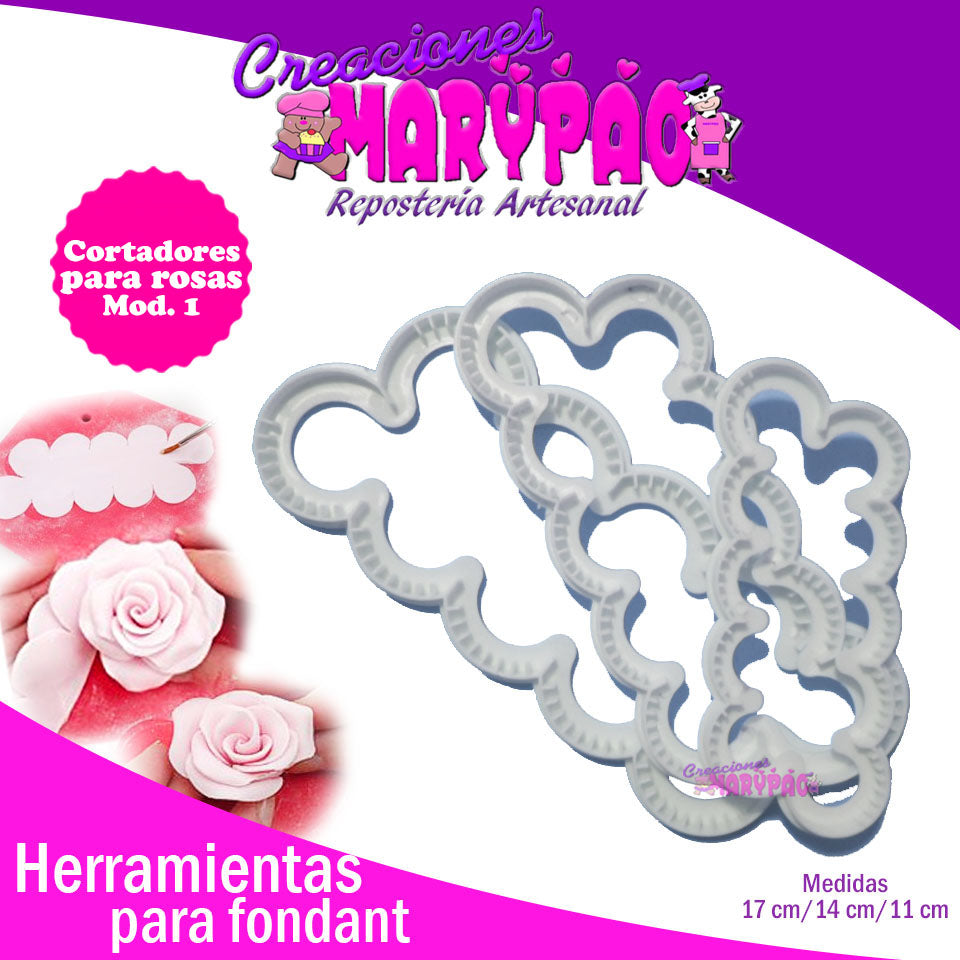 Cortador Para Rosas Modelo 1 Para Fondant Pasta Flexible - Creaciones Marypao