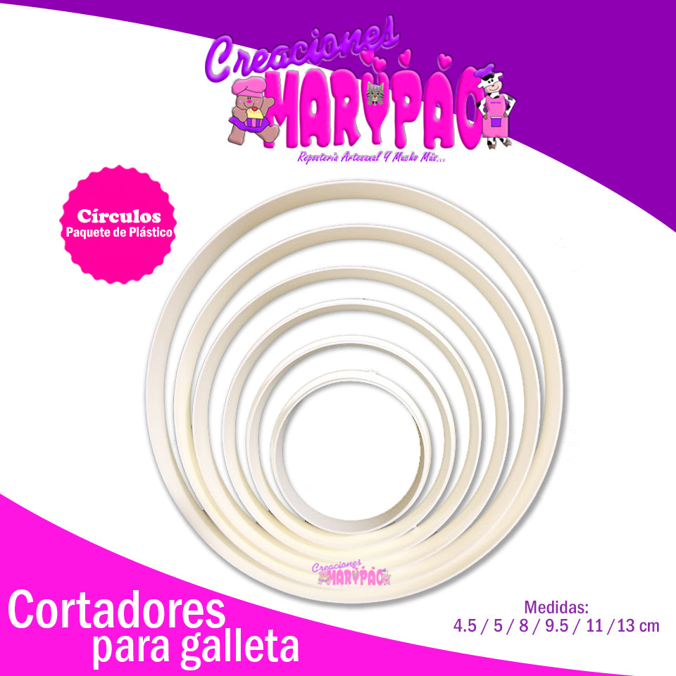 Cortadores De Galleta Set De Círculos Plástico - Creaciones Marypao