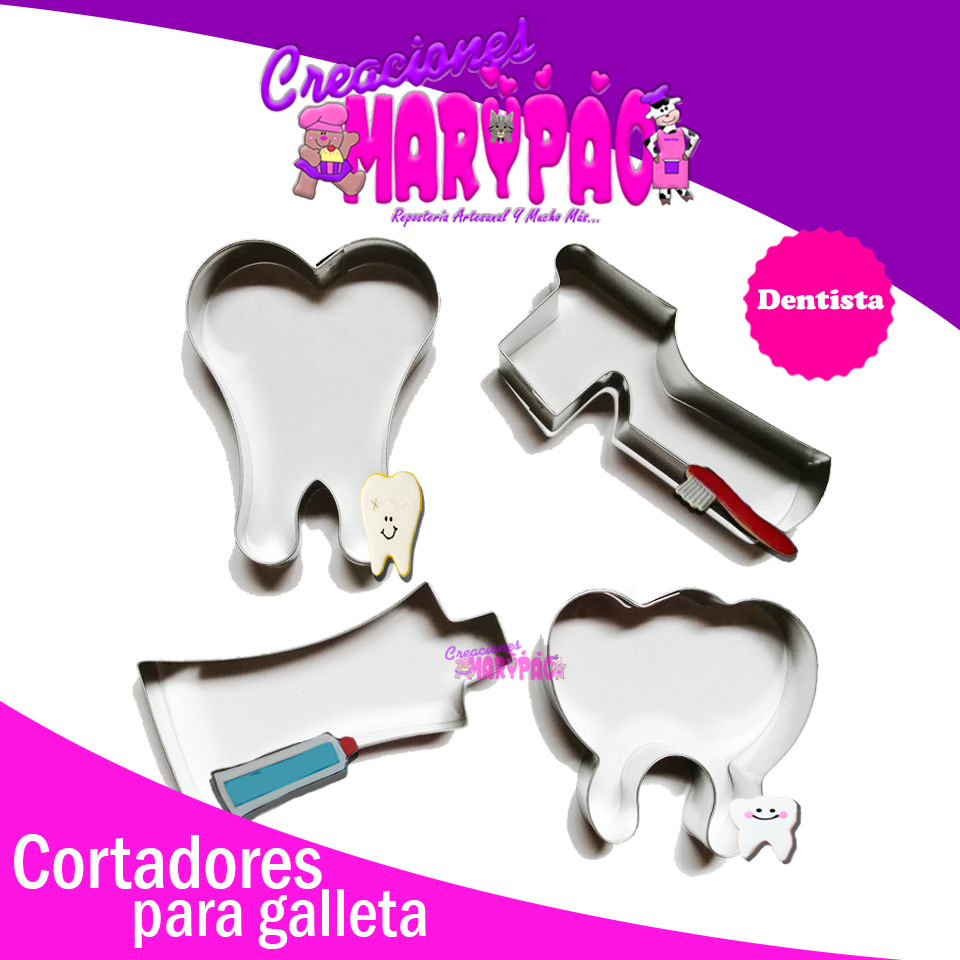 Paquete de Cortadores Para Galletas Dentista - Creaciones Marypao