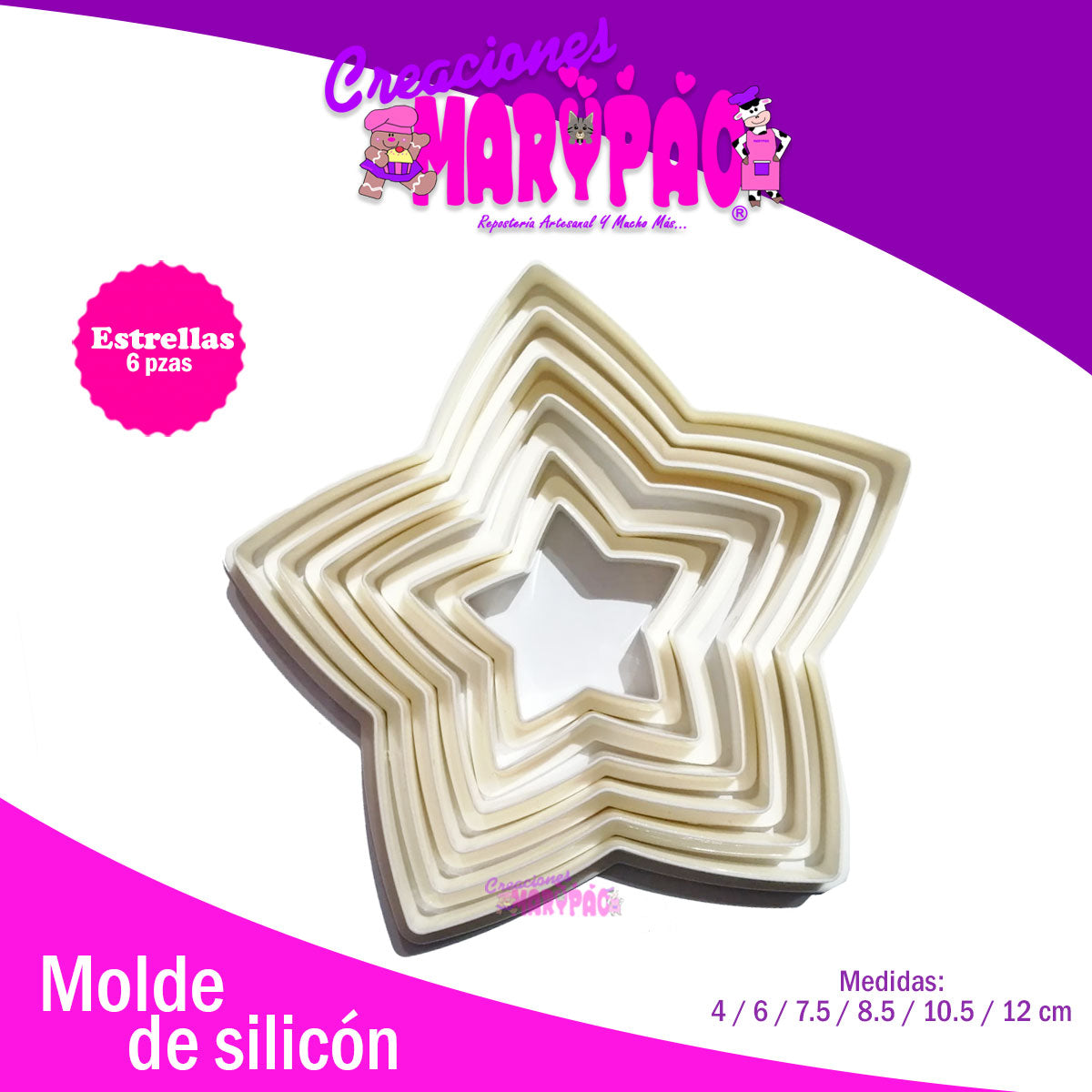 Cortadores De Galleta Estrellas Set Plástico