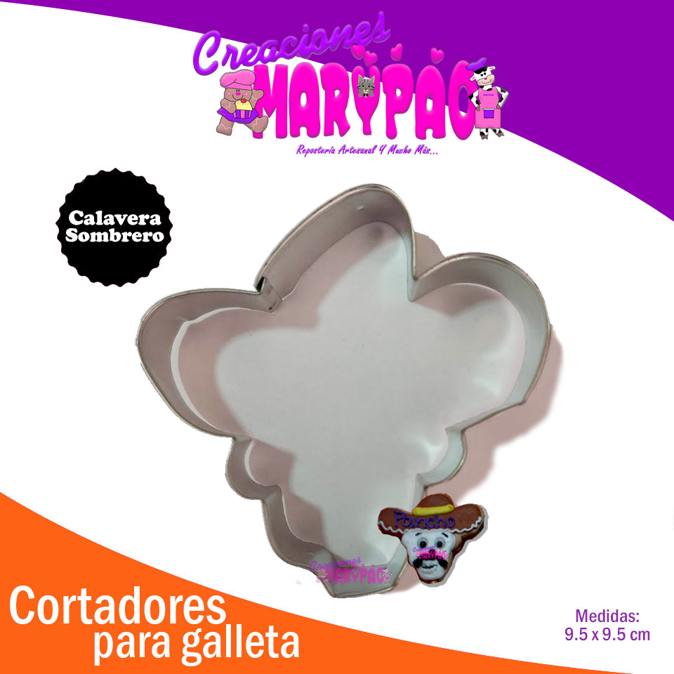 Cortador De Galletas Calavera Con Sombrero - Creaciones Marypao