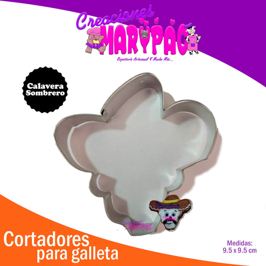 Cortador De Galletas Calavera Con Sombrero - Creaciones Marypao