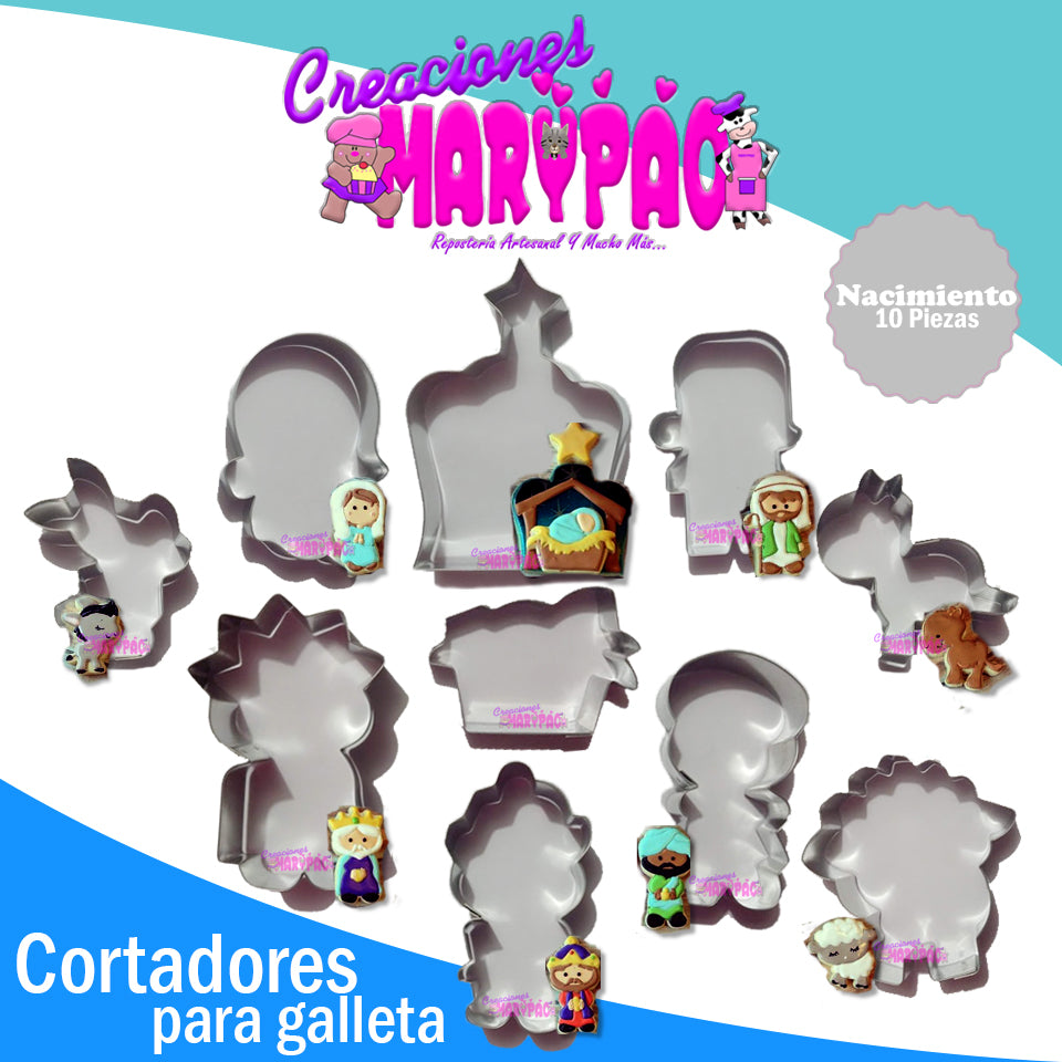 Cortadores Galletas Nacimiento Navidad - Creaciones Marypao