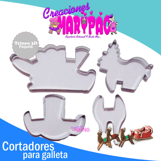 Cortadores de Galletas Trineo 3D N - Creaciones Marypao