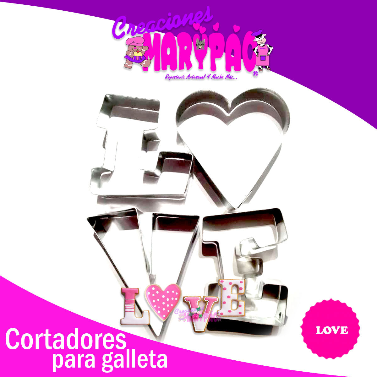 Cortadores Para Galletas LOVE 14 De Febrero