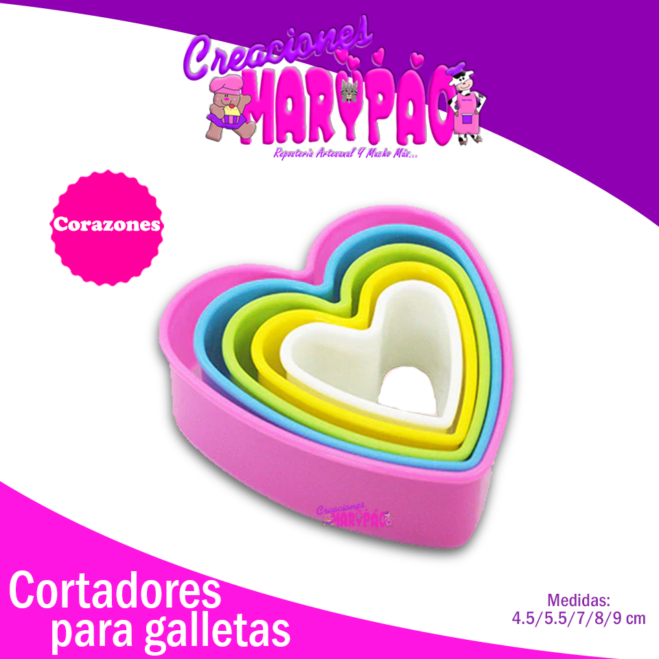 Paquete de Cortadores Corazón - Creaciones Marypao