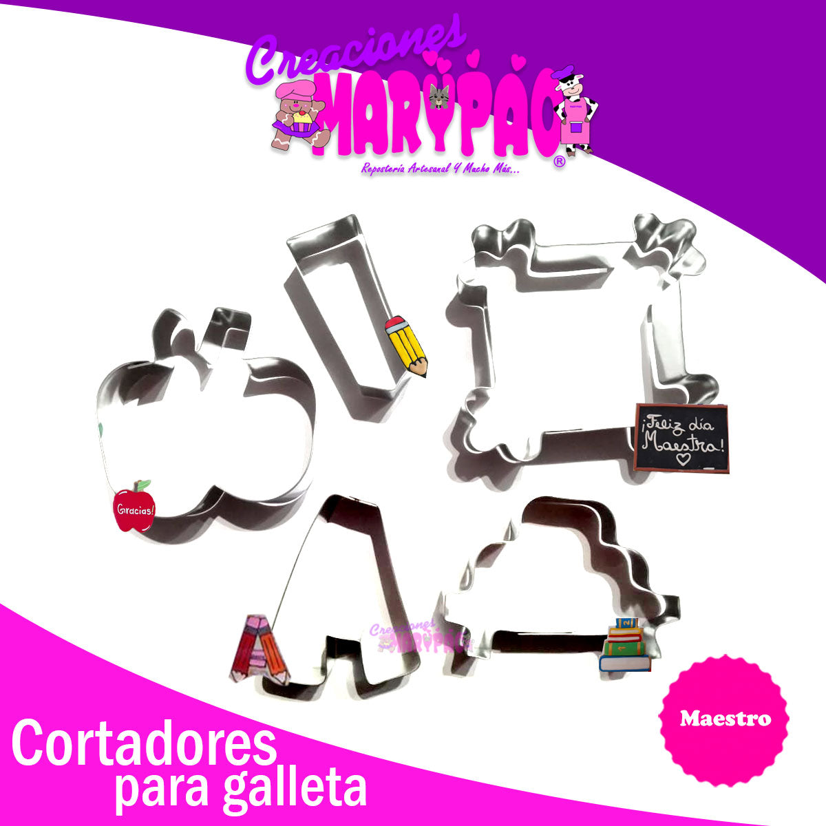 Cortadores Galletas Día Del Maestro 5 pzas