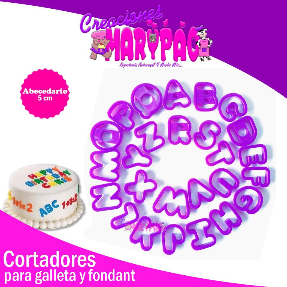 Cortador Letras Abecedario Galletas Fondant Pasta 5 Cm - Creaciones Marypao