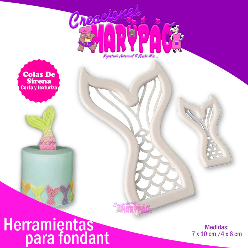 Cortadores Cola De Sirena 2 Pzas Texturizadores - Creaciones Marypao