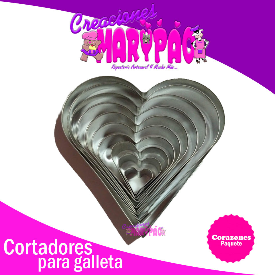 Cortadores Galletas Corazones 10 piezas - Creaciones Marypao
