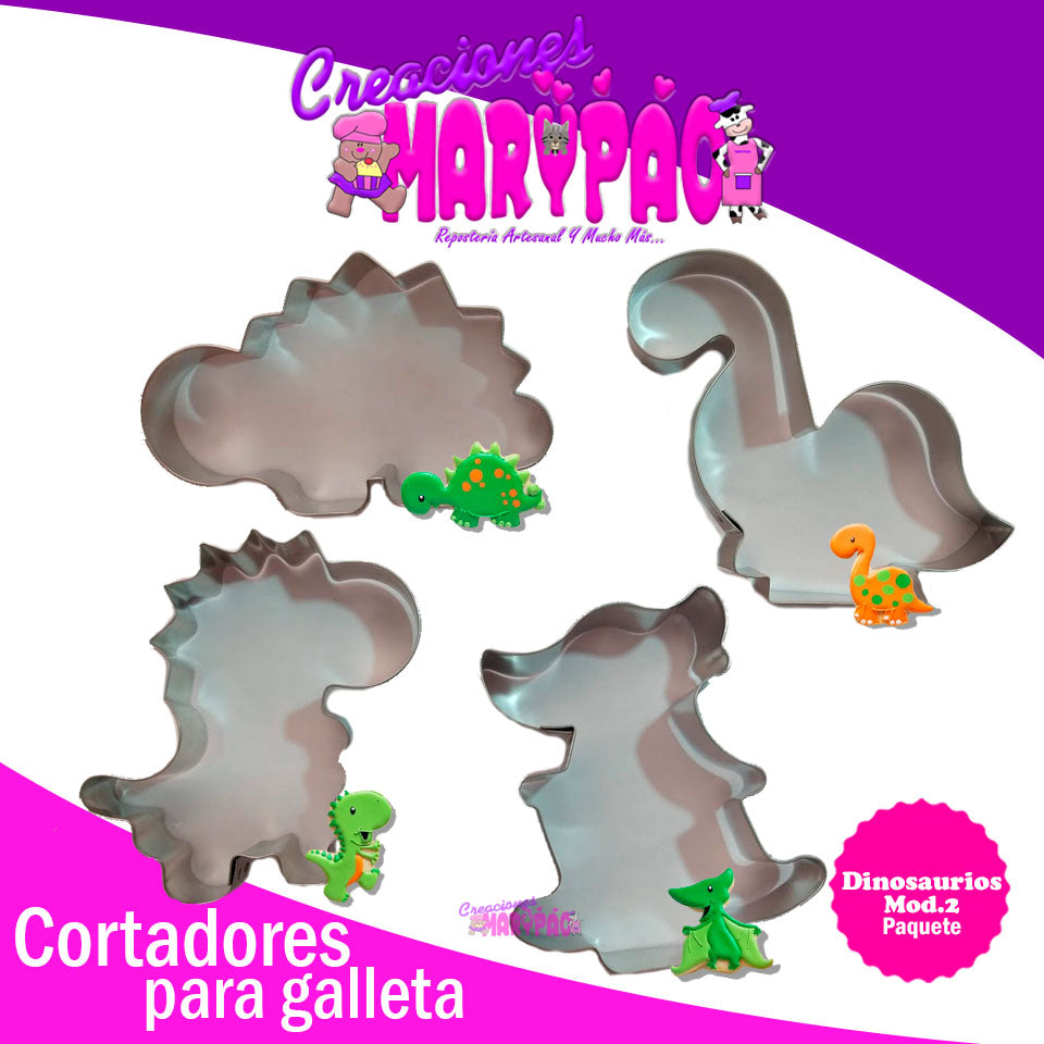 Cortadores Galletas Dinosaurios 4 pzas - Creaciones Marypao