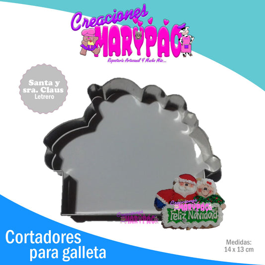 Cortador De Galletas Letrero Santa Claus Y Sra. Claus Navidad - Creaciones Marypao