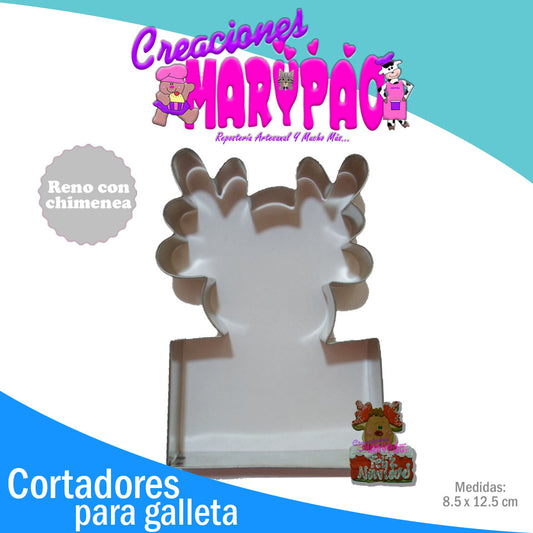 Cortador Galleta Reno con Chimenea - Creaciones Marypao
