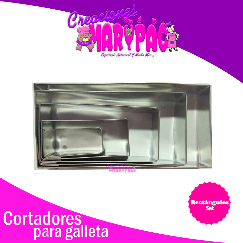 Cortadores De Galleta Set De Rectángulos 5 Piezas - Creaciones Marypao