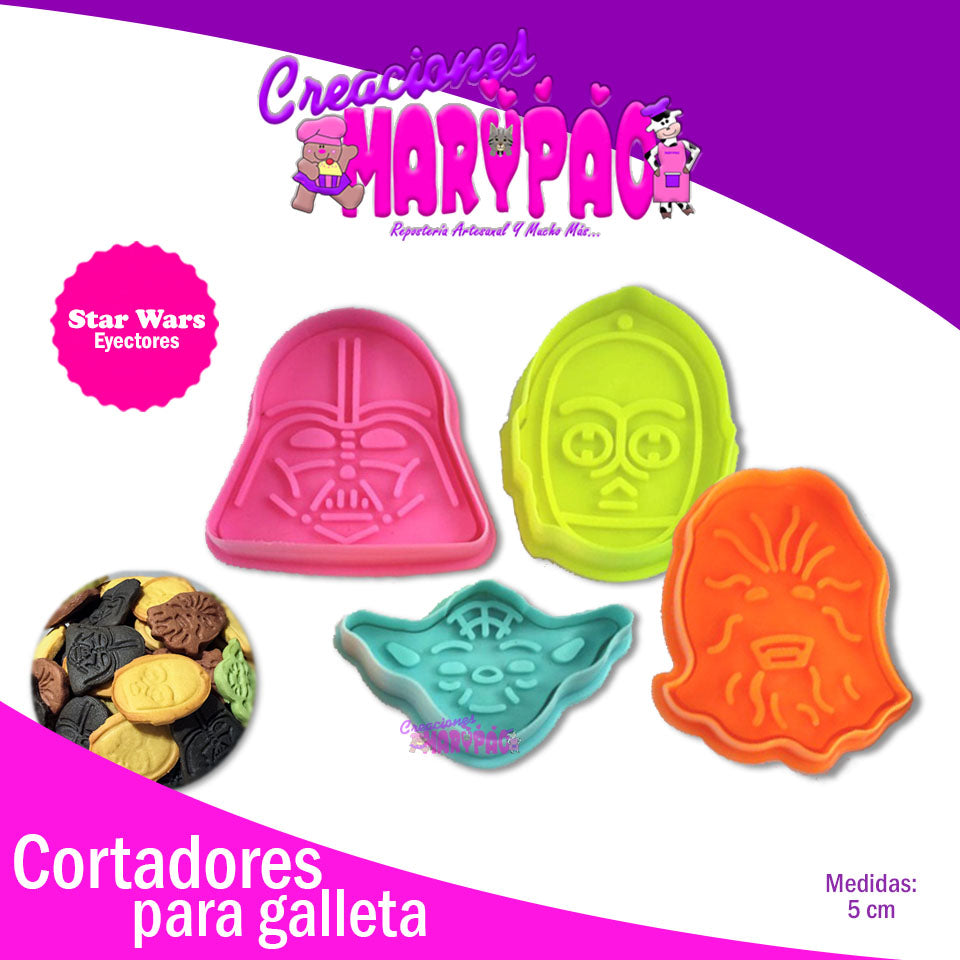 Cortadores Expulsores Galletas Guerra De Las Galaxias Personajes - Creaciones Marypao