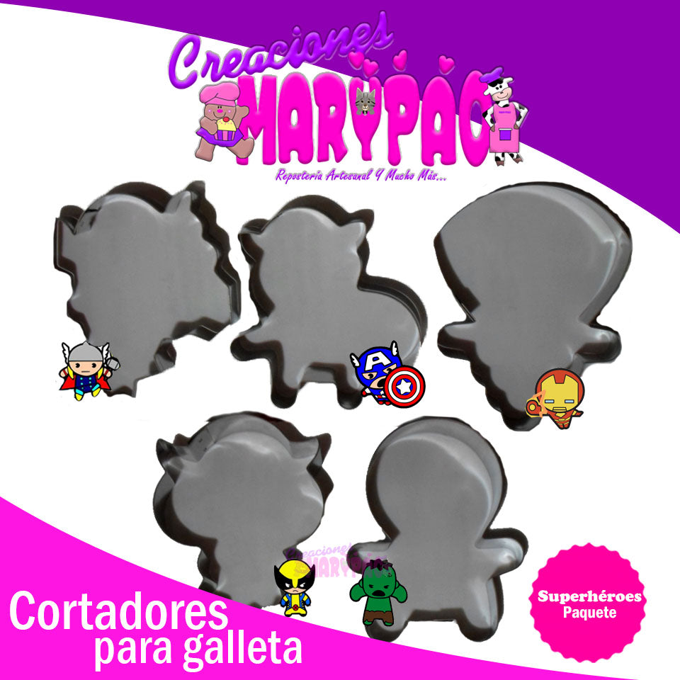 Cortadores Superhéroes Para Galleta - Creaciones Marypao