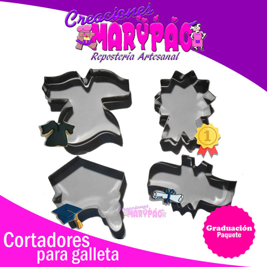 Cortadores De Galletas Graduación 4 piezas - Creaciones Marypao