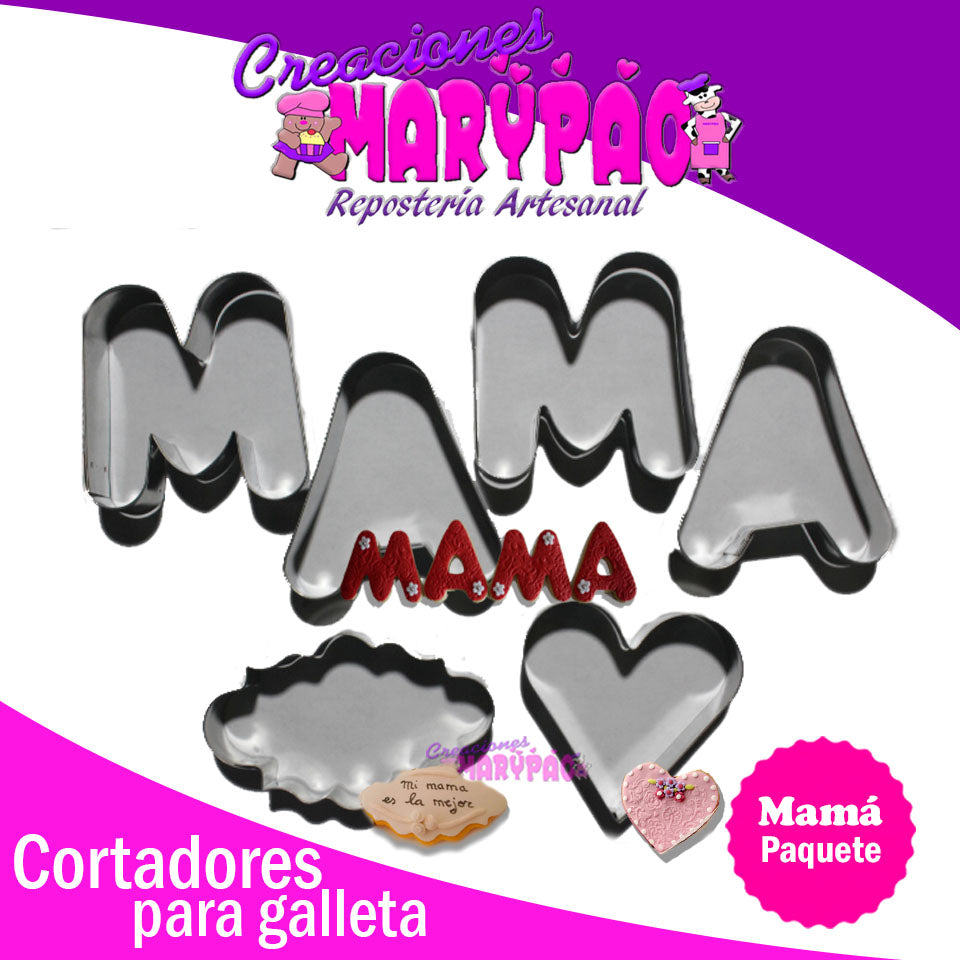 Cortadores Mamá 10 De Mayo Galletas Paq.6 Pzas - Creaciones Marypao