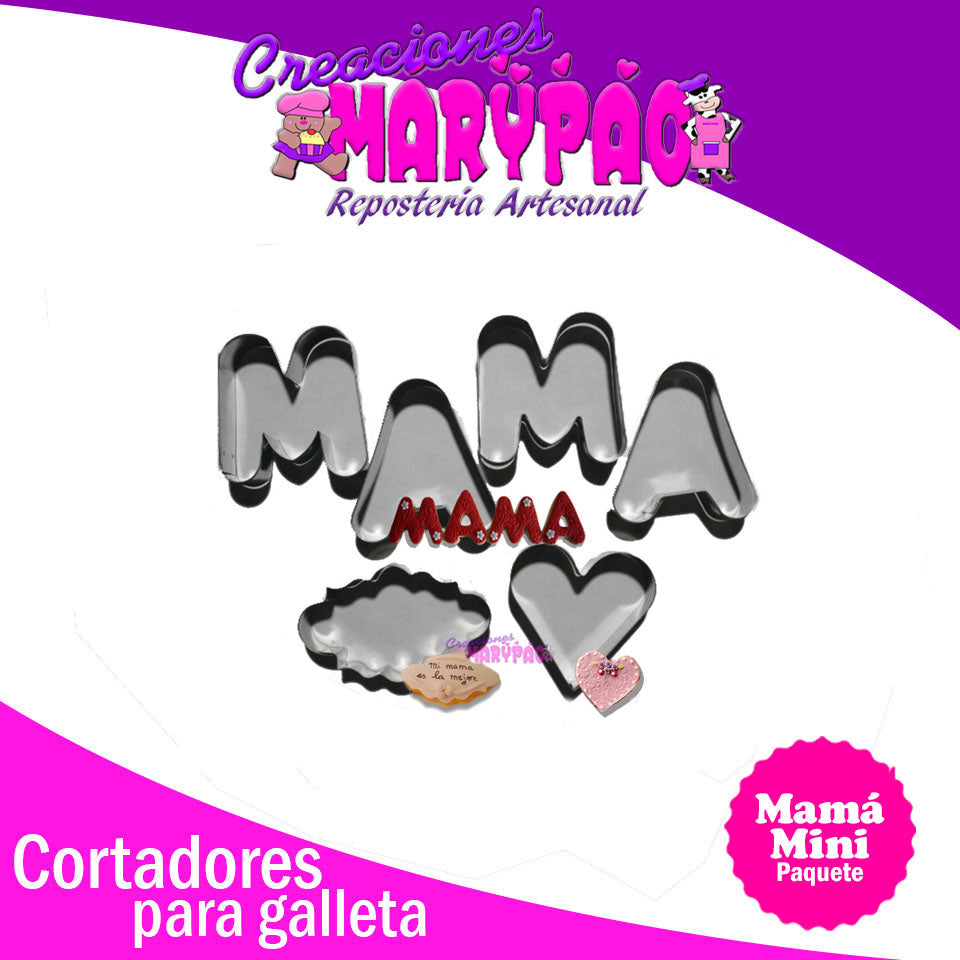 Cortadores Mamá 10 De Mayo Galletas Paq.6 Pzas Mini Fondant - Creaciones Marypao