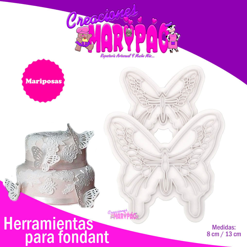 Cortadores Mariposas Fondant Texturizadores 2 Pzas - Creaciones Marypao