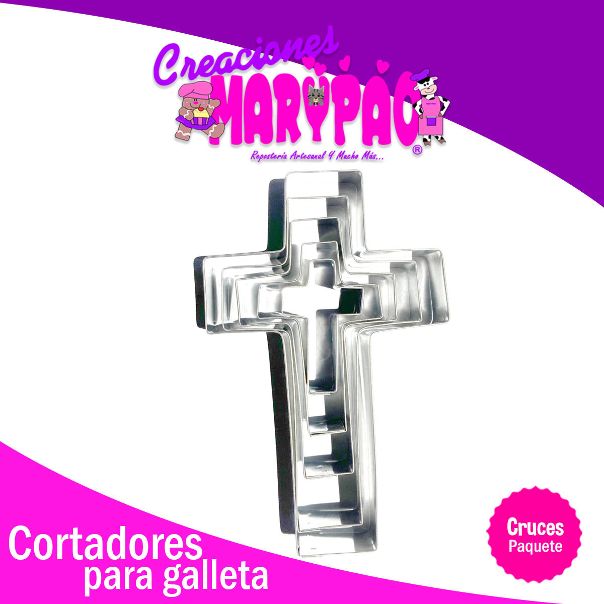 Cortadores Cruz Comunión Bautizo Para Galletas Paq. 5 Pzas