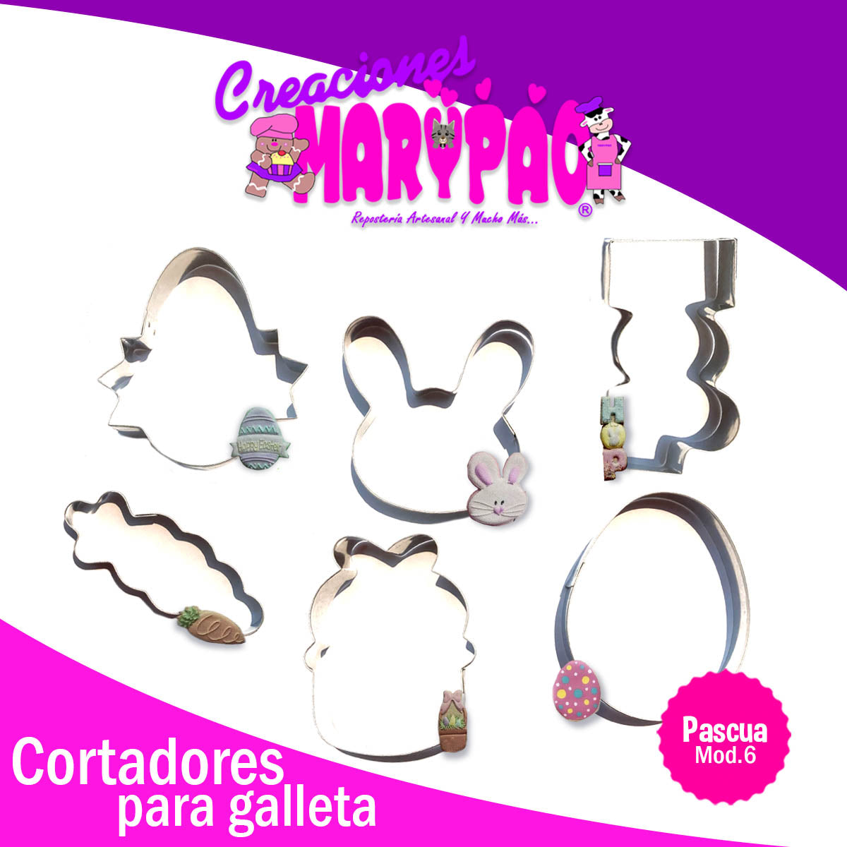 Cortadores De Galleta Pascua Conejo Hop Huevo 6 Piezas ✨🥕