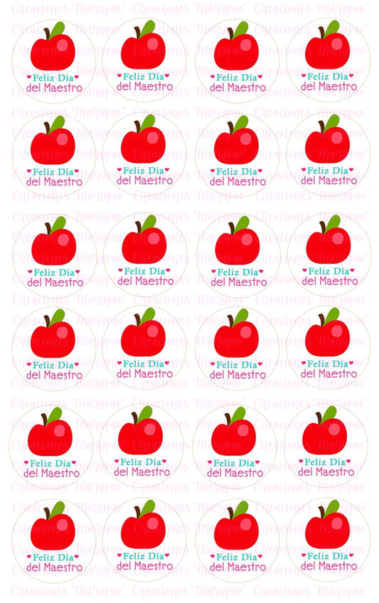 Obleas Para Decorar Galletas o Pasteles Día Del Maestro 2 Modelos A Elegir - Creaciones Marypao