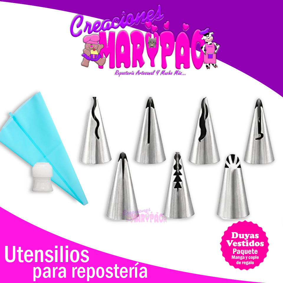 Duyas Rusas Para Vestidos Olanes 7 Piezas + Manga De Silicón - Creaciones Marypao