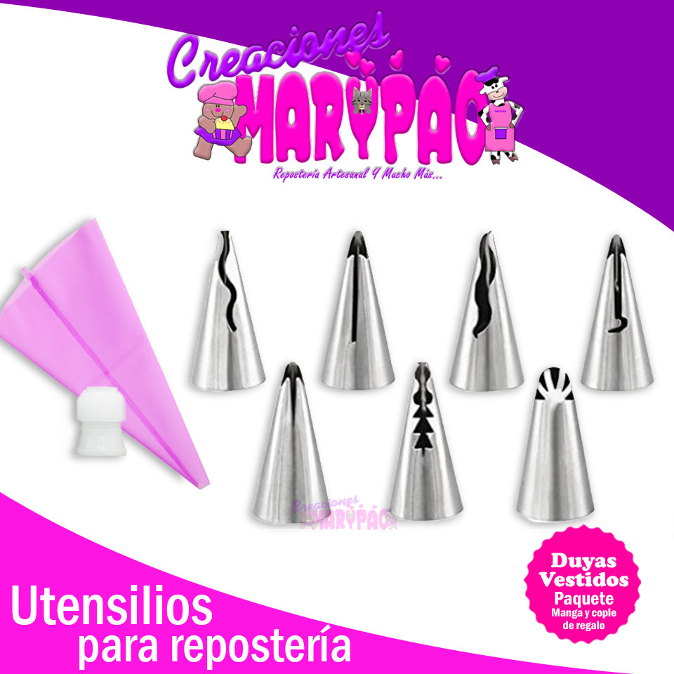 Duyas Rusas Para Vestidos Olanes 7 Piezas + Manga De Silicón - Creaciones Marypao