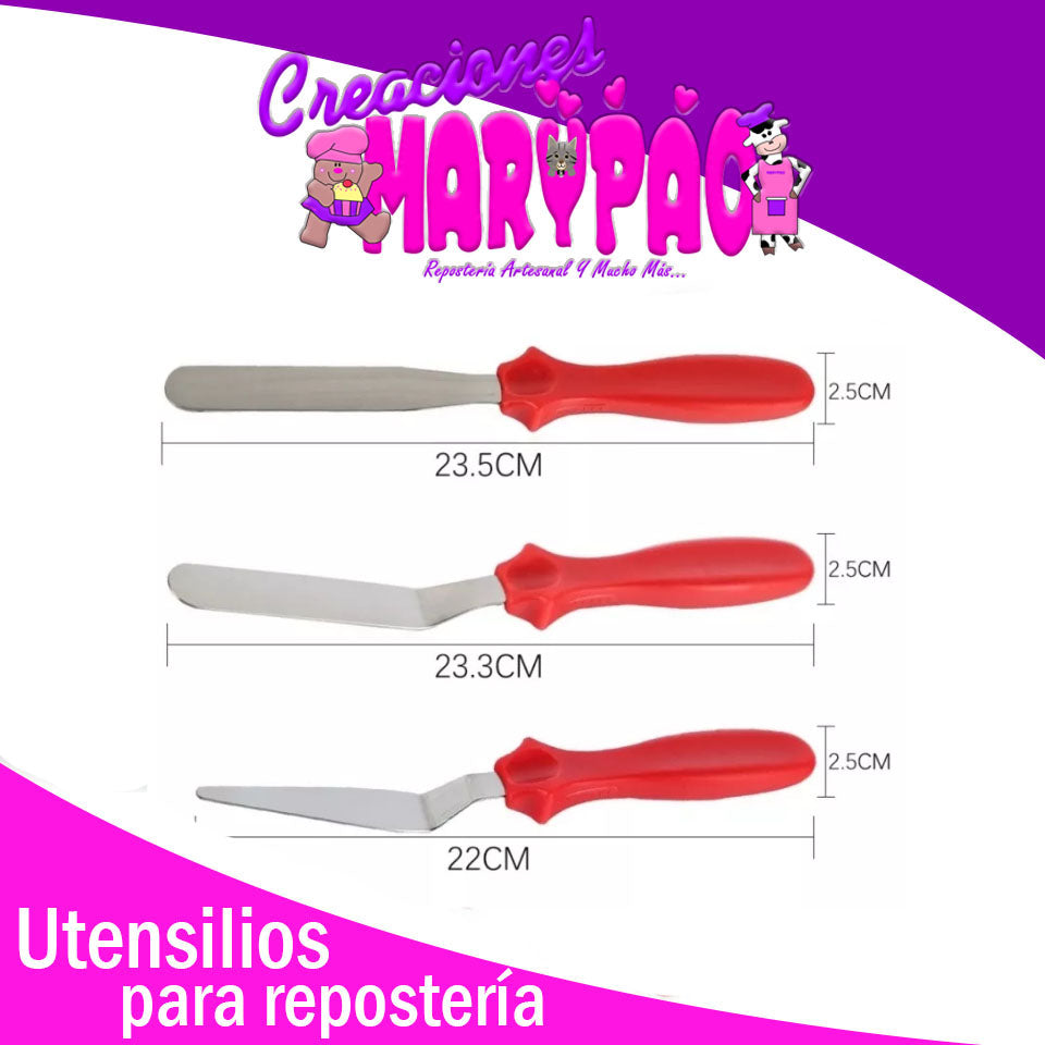 Espátulas Metálicas Juego 3 Piezas - Creaciones Marypao