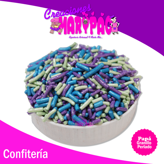 Granillo Comestible Morado Con Verde Papá - Creaciones Marypao