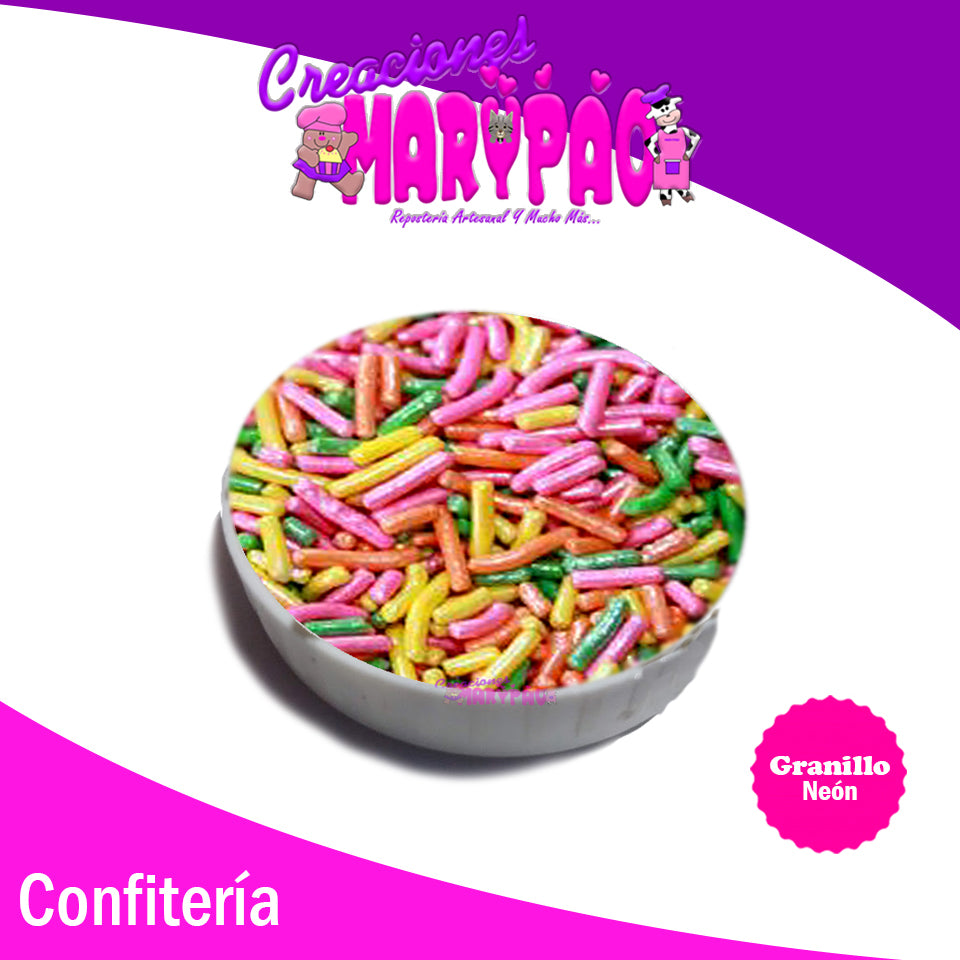 Granillo Perlado Colores Neón Confitería - Creaciones Marypao