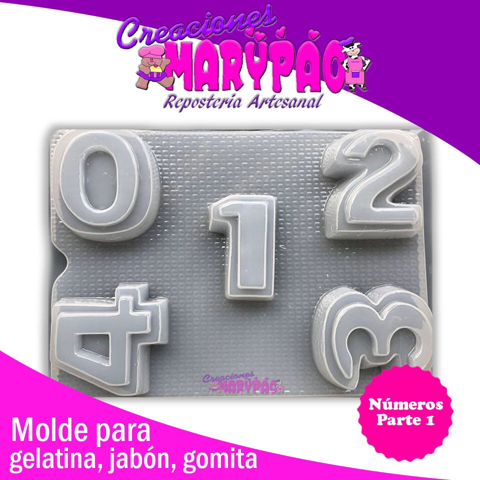 Molde Números Para Jabón Gomita Gelatina Paquete De 2 Piezas - Creaciones Marypao