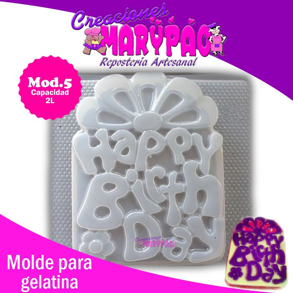 Molde Para Gelatina Regalo Happy Birthday - Feliz Cumpleaños - Creaciones Marypao