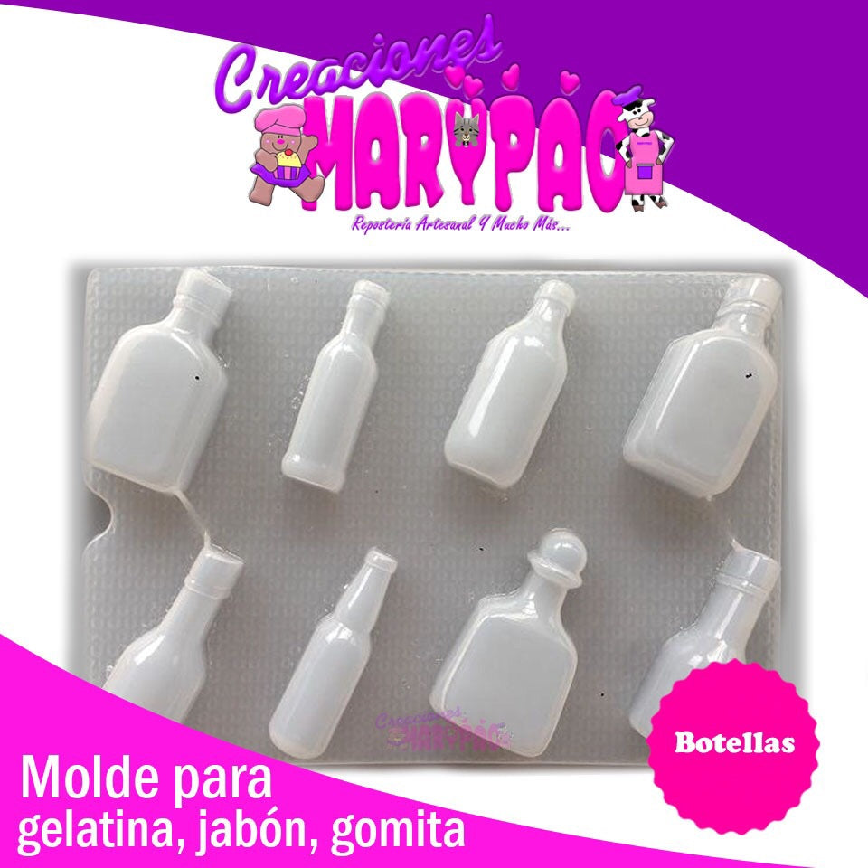 Molde Para Gelatina Gomita Resina Jabón Chocolate Botellas - Creaciones Marypao