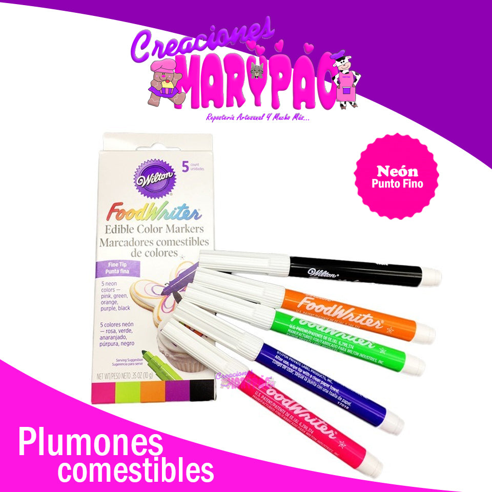 Plumones Comestibles Wilton Marcadores Colores Neón - Creaciones Marypao